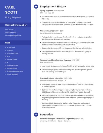 Piping Engineer Resume