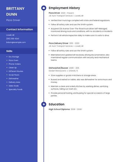 Pizza Driver Resume