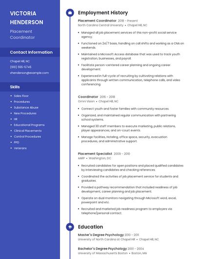 Placement Coordinator Resume