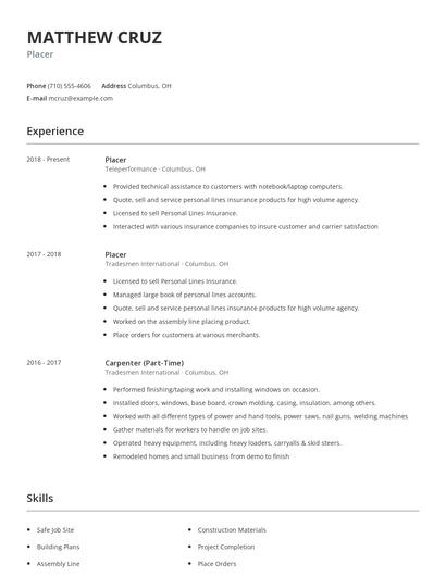 Placer Resume