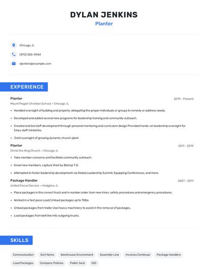 Planter Resume