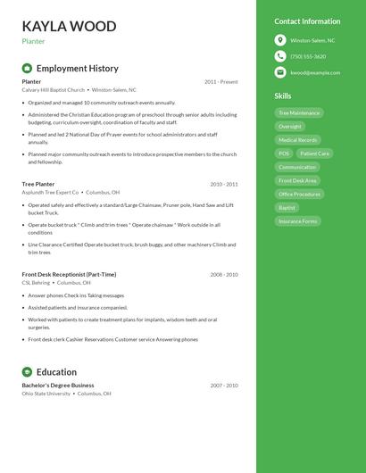 Planter Resume