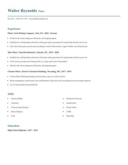 Plater Resume