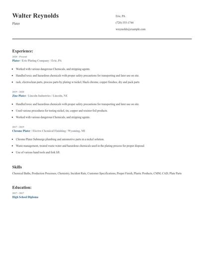 Plater Resume
