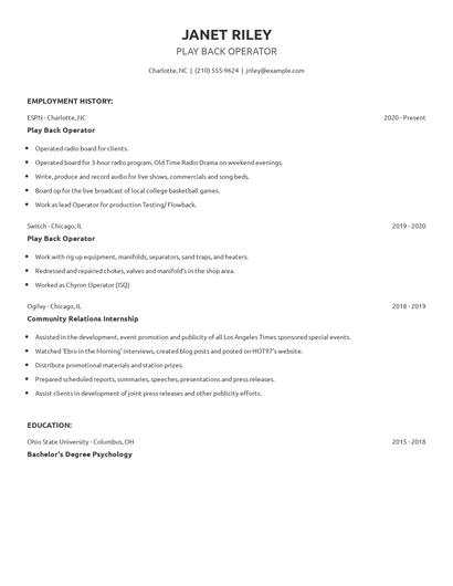 Play Back Operator Resume