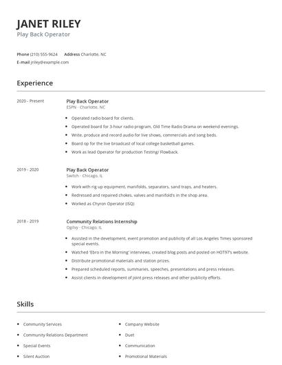 Play Back Operator Resume
