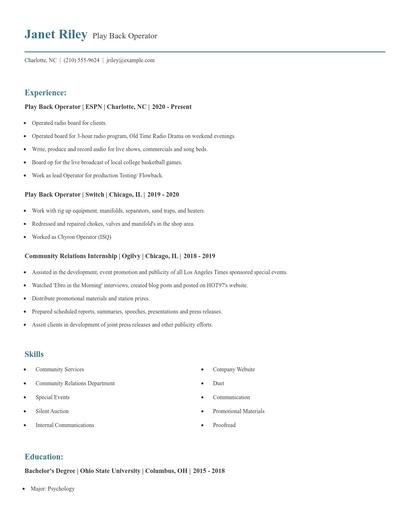 Play Back Operator Resume