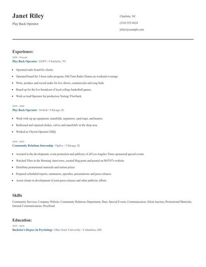 Play Back Operator Resume