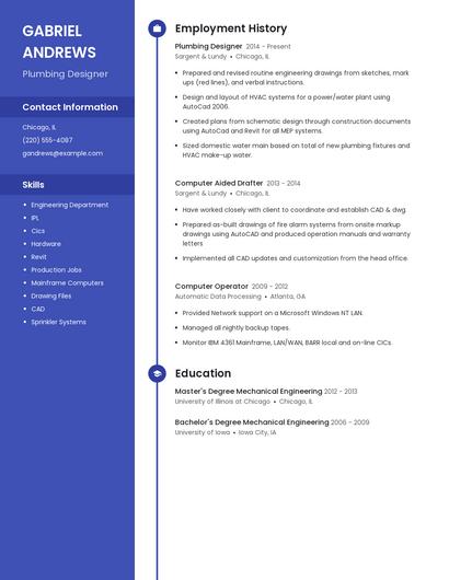 Plumbing Designer Resume
