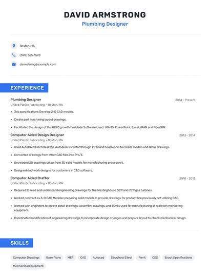 Plumbing Designer Resume