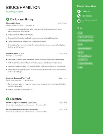 Plumbing Designer Resume