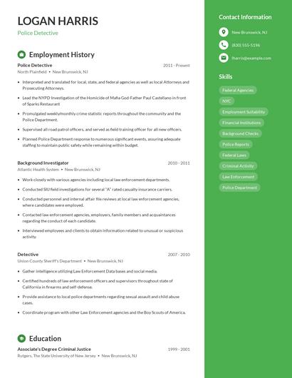 Police Detective Resume