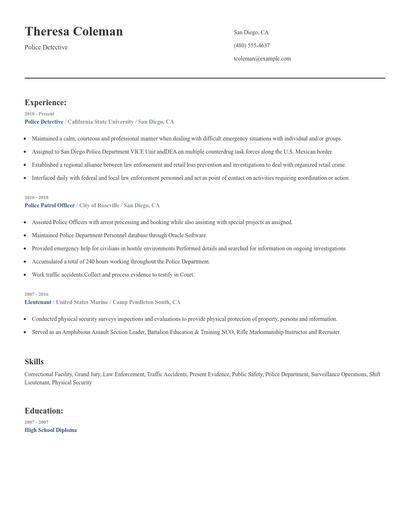 Police Detective Resume