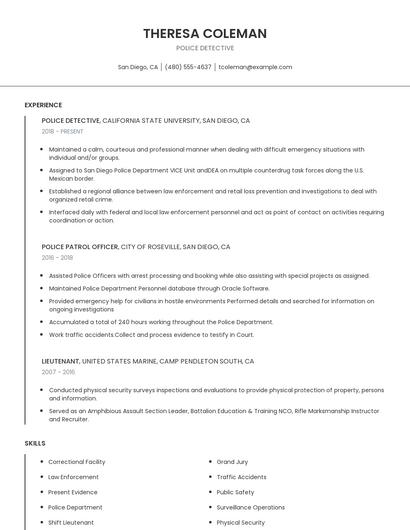 Police Detective Resume