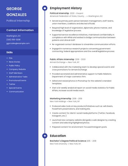 Political Internship Resume