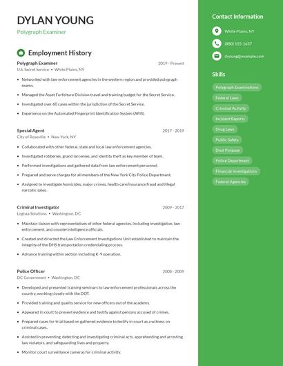 Polygraph Examiner Resume