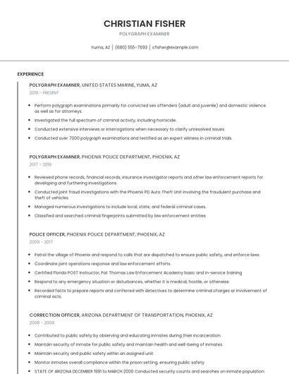 Polygraph Examiner Resume