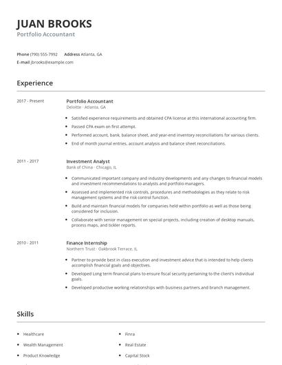 Portfolio Accountant Resume