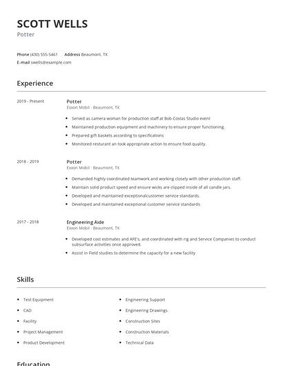 Potter Resume