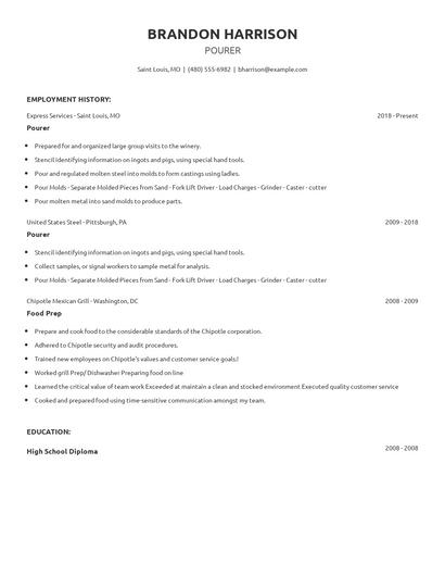 Pourer Resume