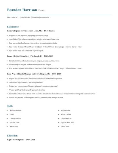 Pourer Resume