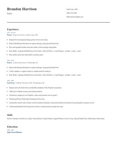 Pourer Resume