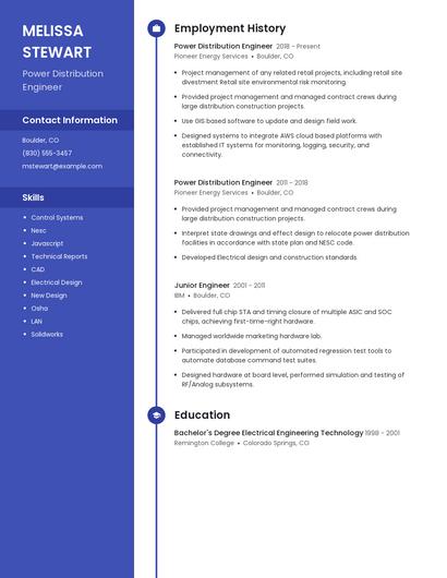 Power Distribution Engineer Resume