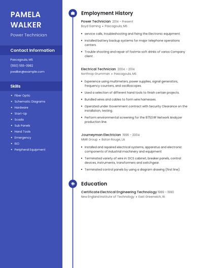 Power Technician Resume