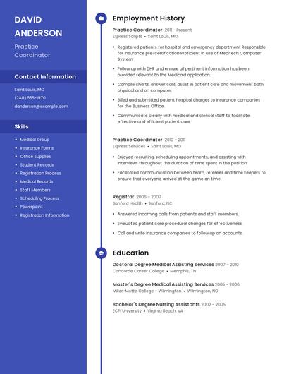Practice Coordinator Resume