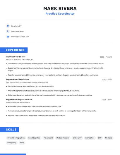 Practice Coordinator Resume