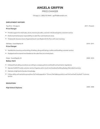 Price Changer Resume