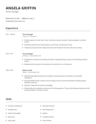Price Changer Resume