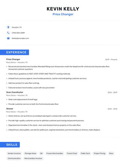 Price Changer Resume