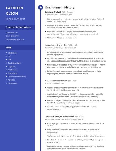 Principal Analyst Resume