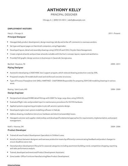 Principal Designer Resume