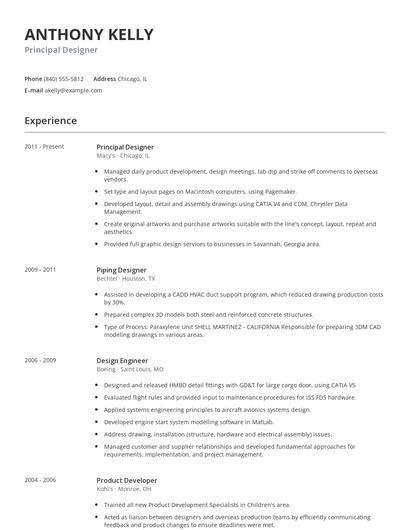 Principal Designer Resume