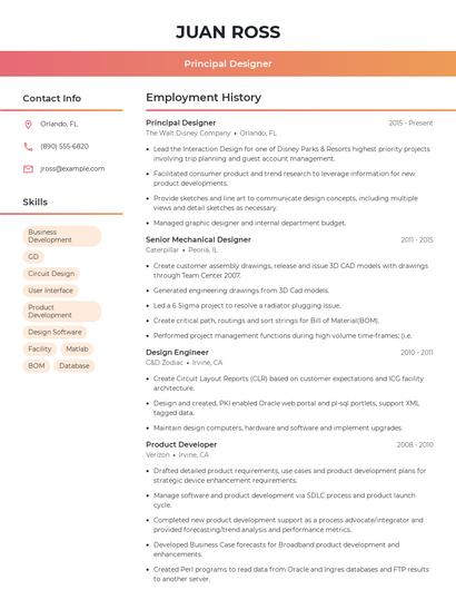 Principal Designer Resume