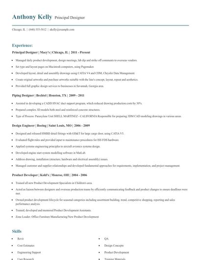 Principal Designer Resume
