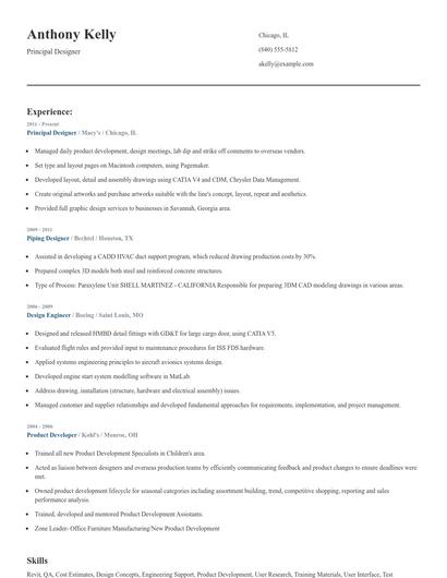 Principal Designer Resume