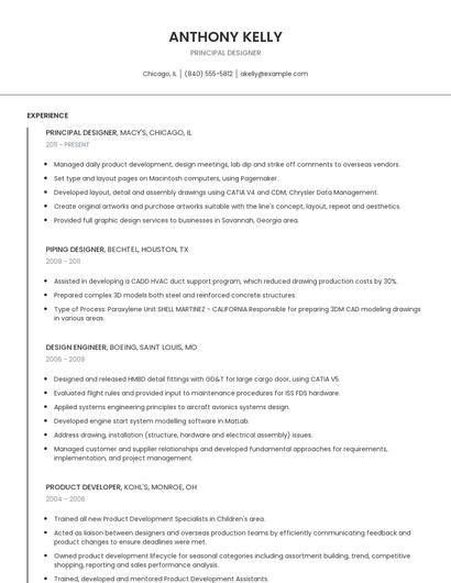 Principal Designer Resume