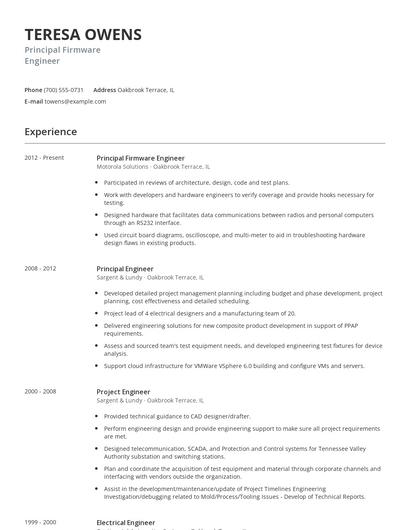 Principal Firmware Engineer Resume