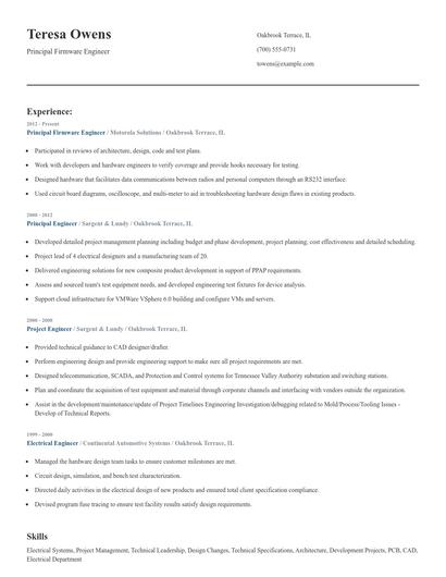 Principal Firmware Engineer Resume