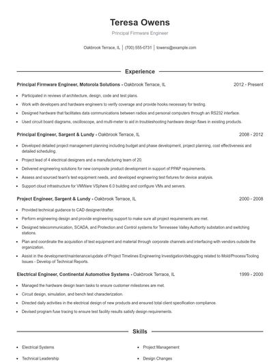 Principal Firmware Engineer Resume