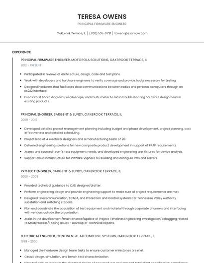 Principal Firmware Engineer Resume