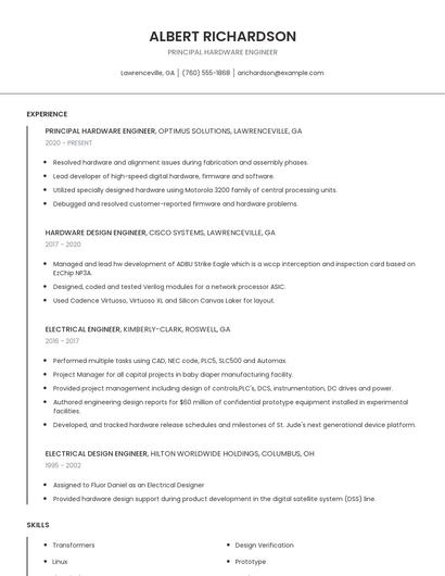 Principal Hardware Engineer Resume