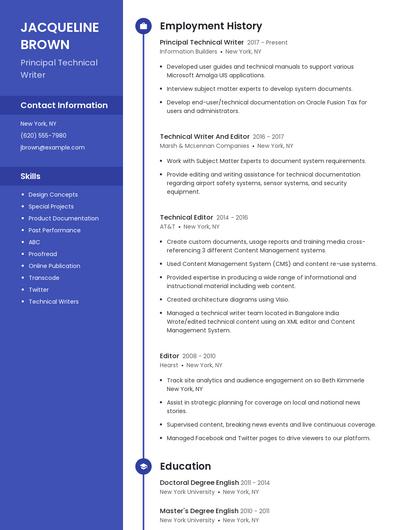 Principal Technical Writer Resume