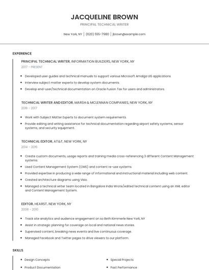 Principal Technical Writer Resume