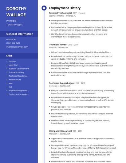 Principal Technologist Resume