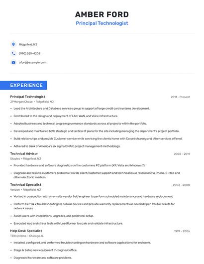 Principal Technologist Resume