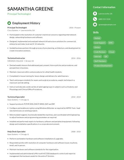 Principal Technologist Resume